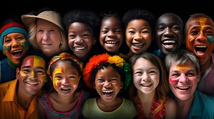 A vibrant celebration for International Day of Happiness, capturing joyful expressions from diverse cultures. - Powered by Adobe