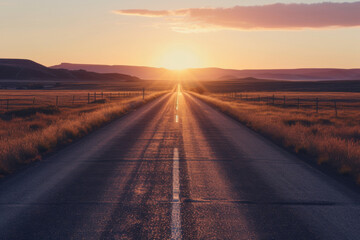 The road leading to the sunset mountain area.