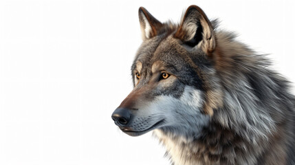 A stunning 3D rendering of a enigmatic wolf, captivating in its mystery and allure. This isolated artwork, with a clean white background, showcases intricate details that bring the wolf to l