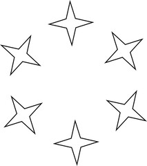 Fototapeta premium Stars various arranged in a circle. Decoration elements