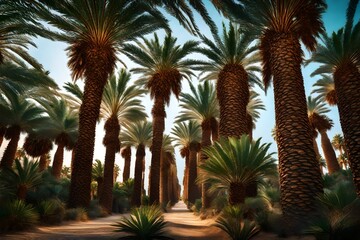 Fototapeta na wymiar A stunning date palm grove captured in rich