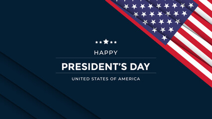 Fototapeta premium Happy President's Day Background and Banner. Presidents Day of USA Greeting Card with USA Flag, Capitol Building and Text Vector Illustration