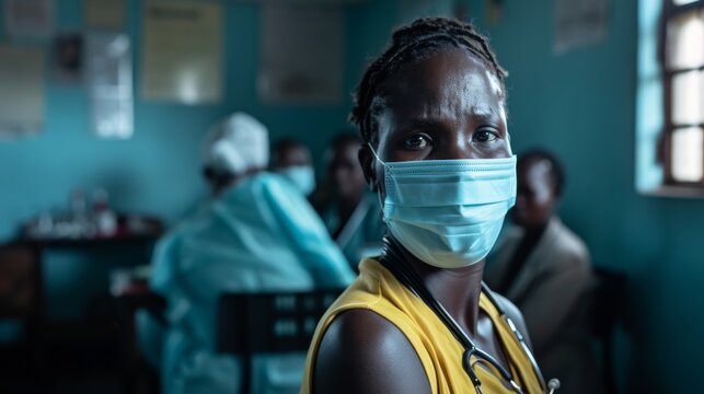 Woman Wearing Face Mask in Hospital for Safety and Protection, World Health Day