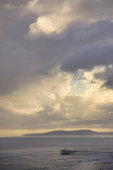 Winter storms approach the Santa Barbara channel at sunset.