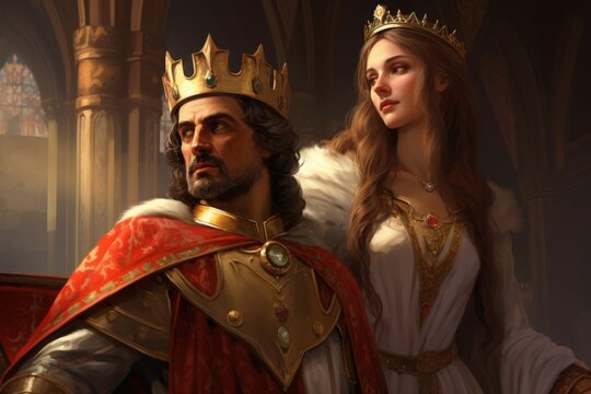 Medieval king and queen in the castle