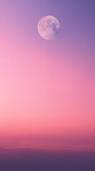 sky with moon and clouds.Minimal nature concept.Trendy social mockup or wallpaper with copy space.Top view.Generative AI