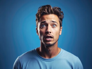 Man's Astonishment in Blue Hue