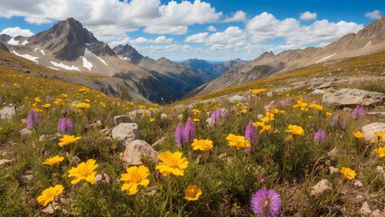 Fototapeta premium Examine the rich biodiversity supported by mountain wildflowers and these plants contribute to the overall ecological balance in the mountain ecosystem