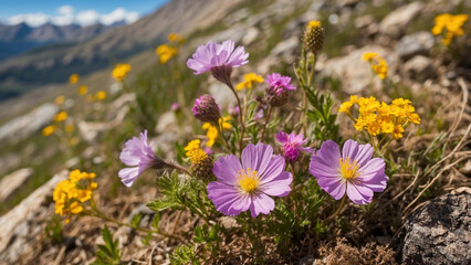 Obraz premium Examine the rich biodiversity supported by mountain wildflowers and these plants contribute to the overall ecological balance in the mountain ecosystem