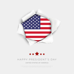 Happy President's Day Background and Banner. Presidents Day of USA Greeting Card with USA Flag, Capitol Building and Text Vector Illustration