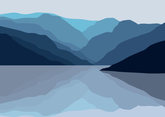 mountains with lakes vector, vector illustration for background design.