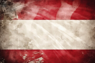 Flag of Austria background with a distressed vintage weathered effect showing the Austrian red and white triband colours, stock illustration image