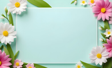 Empty template, simple background, spring flower, copy space. Generative AI