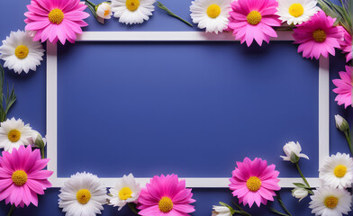 Fototapeta premium Empty template, simple background, spring flower, copy space. Generative AI