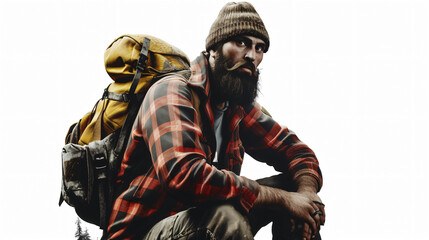 A stunning 3D rendered image of a rugged lumberjack, exuding strength and determination. With intricate details and super realistic shading, this art piece captivates the viewer's attention.