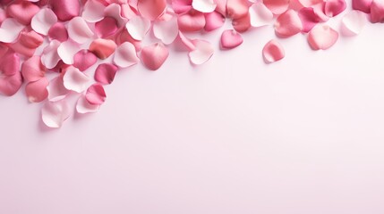 Pink and rose petals background. Love and romance theme. Valentine's day.