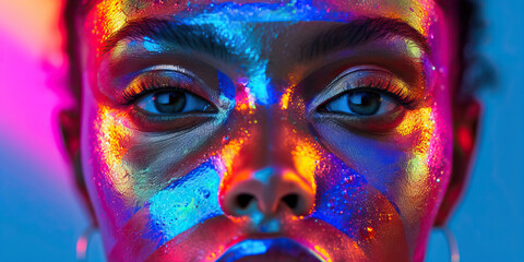 Rainbow Portrait Series: Artistic Portraits Showcasing Faces Painted in Striking Rainbow Patterns