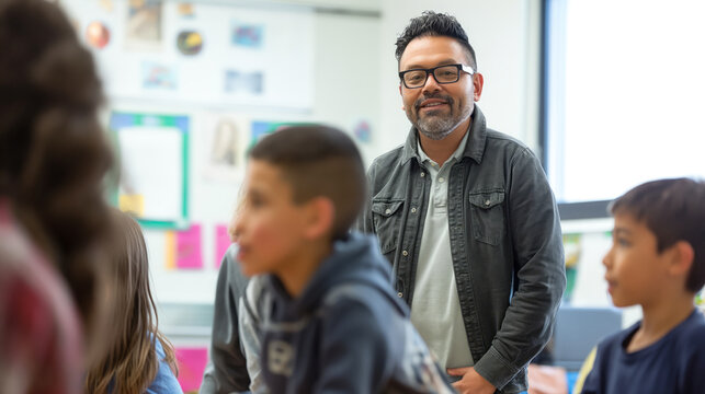  Teacher Guiding Students In A Classroom