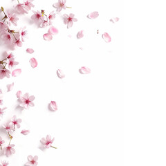 Fototapeta na wymiar 桜と花びら・白背景