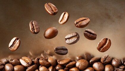 flying coffee beans horizontal banner