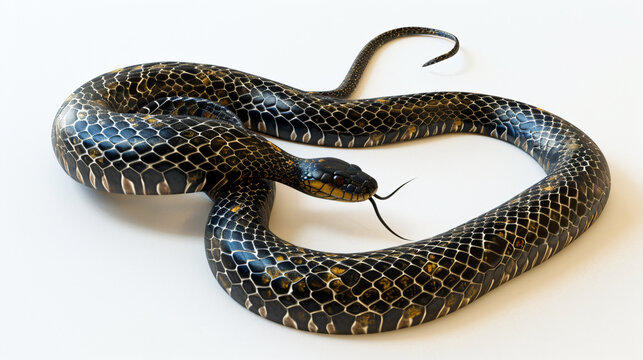 A captivating 3D rendering of a slithering snake, depicted in exquisite detail and masterfully crafted in a super-realistic style. This stunning image showcases the intricate scales, sinuous
