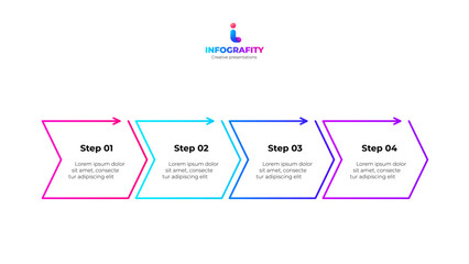 Outline infographic with 4 options or steps. Template for business presentation with four arrows