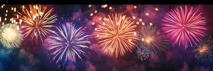 Fototapeta premium Colorful fireworks at major festivals with night lighting