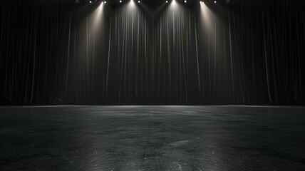 Stage with curtain or drapes black background - obrazy, fototapety, plakaty