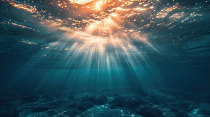 Fototapeten Fascinating sunlight beneath the surface of the ocean © somchai20162516