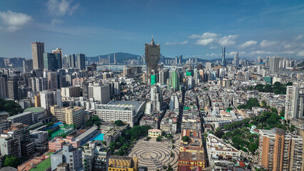 Obraz premium Aerial View of Macaos Tall City Buildings