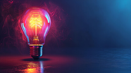 design banner for generic smart bulb glowing with copy space, generative ai - obrazy, fototapety, plakaty
