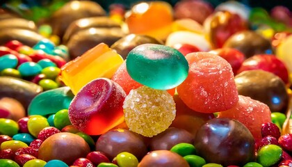 Fototapeta na wymiar many different candies closeup
