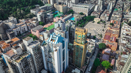 Fototapeta na wymiar Aerial View of Macaos Tall City Buildings