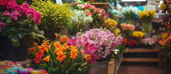 Fototapeta na wymiar flowers in a hardware store in spring