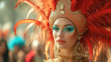 Young woman in carnival costume. Generative AI. - Powered by Adobe