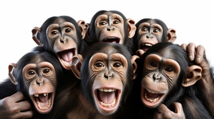 Playful chimpanzees engaged in different activities. Generative AI