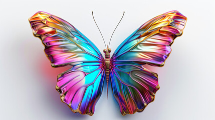 A stunning 3D rendering of a vibrant and intricately detailed butterfly, depicted in a super realistic style. This captivating artwork showcases the exquisite patterns and colors of the butt