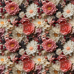 Fabrics embroidered seamless patterns of vintage flower pastel color tones for various creative lovers and home decorating enthusiasts.NO.18