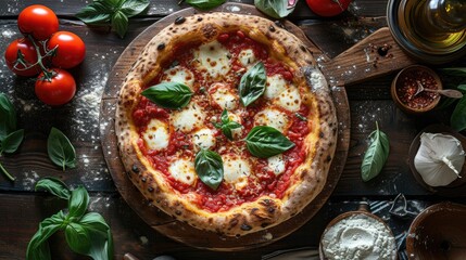 pizza with mushrooms and tomatoes