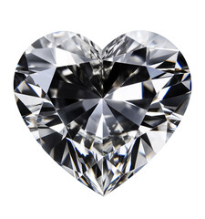 Heart shaped diamond isolated on transparent or white background