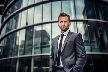 Fototapeta premium Illustration of a fashion portrait, Business man, AI Generated