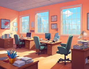 Fototapeta premium cartoon background office