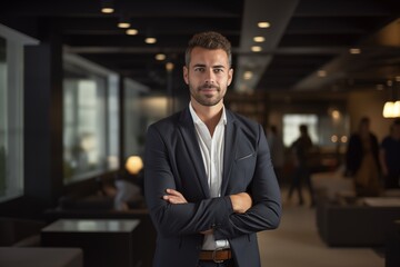 Fototapeta premium Illustration of a fashion portrait, Business man, AI Generated