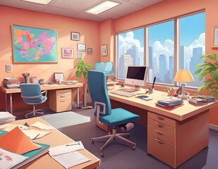 cartoon background office