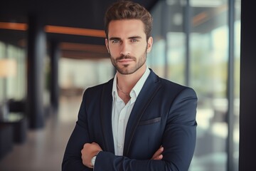 Fototapeta premium Illustration of a fashion portrait, Business man, AI Generated