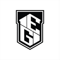 EG Logo monogram hexagon geometric up and down inside shield isolated style design template