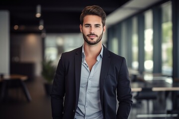 Fototapeta premium Illustration of a fashion portrait, Business man, AI Generated