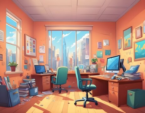cartoon background office