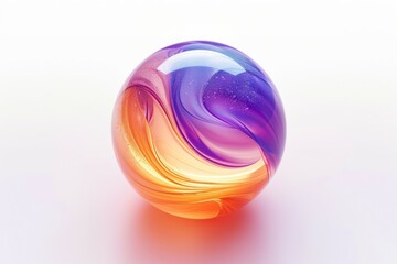 glass ball colored sphere on a white background, 3d illustration