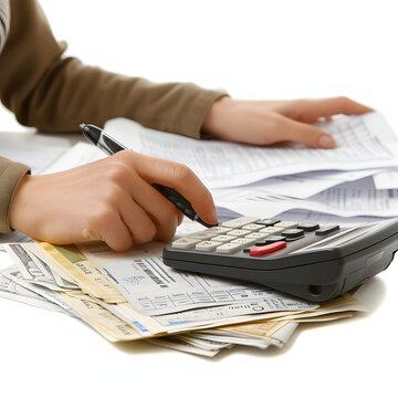 Paying bills and managing finances online isolated on white background, vintage, png
